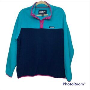 Lands’ End Heritage Quarter Snap Color Block Fleece Jacket Pullover Size XL